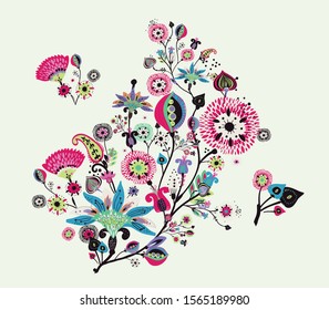 Diseño moderno con motivos tradicionales orientales de paisajes. Elemento de patrón separado