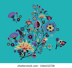 Modern pattern in the style of traditional oriental paisley patterns. Separate pattern element