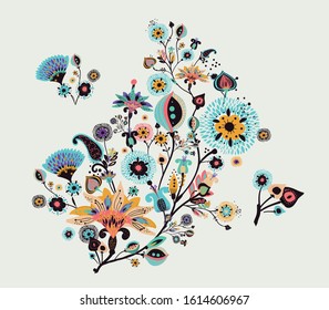Modern pattern in the style of traditional oriental paisley patterns. Separate pattern element