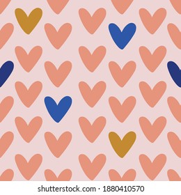 Patrón moderno para el Día de San Valentín. Corazones dibujadas a mano.  Impresión vectorial sin soldadura adecuada para papel de pared, textiles y papel de embalaje