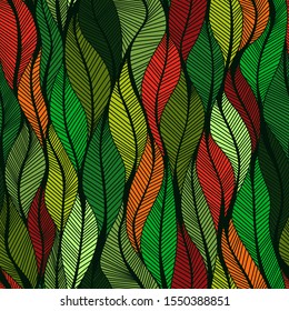 moderno vector de patrones con hojas, líneas onduladas brillantes, texturas impecables, diseño de moda
