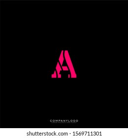 modern patterned A logo letter in pink color isolated on black background simple design concept.