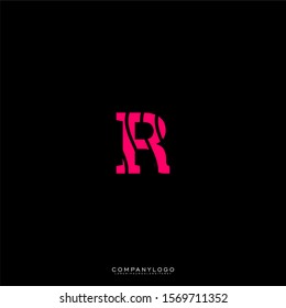 modern patterned R logo letter in pink color isolated on black background simple design concept.
