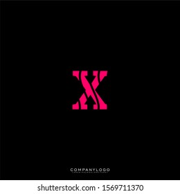 modern patterned X logo letter in pink color isolated on black background simple design concept.