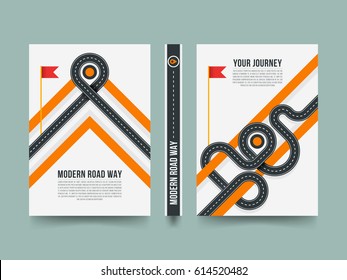Modern paving street, 3d road path vector template design. Banner with modern road way, illustration of poster road