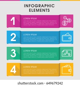 Modern pay infographic template. infographic design with pay icons includes wallet, check. can be used for presentation, diagram, annual report, web design.