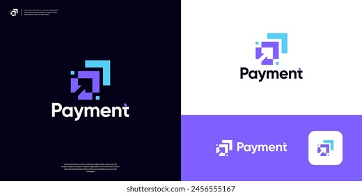 Modern payment logo design template. Abstract letter P arrow logo vector illustration.