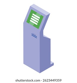 Modern payment terminal with green display showing processing information