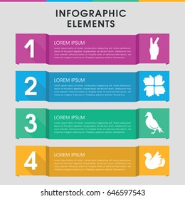 Modern peace infographic template. infographic design with peace icons includes dove, bird, peace. can be used for presentation, diagram, annual report, web design.