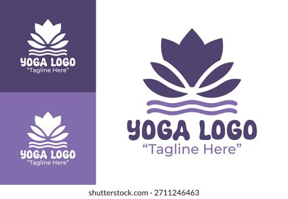 Un moderno logotipo de yoga pacífico que enfatiza la respiración y la alineación, adecuado para estudios holísticos, entrenadores personales y comunidades de bienestar.