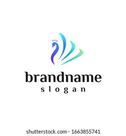 modern peacock colorful logo design vector
