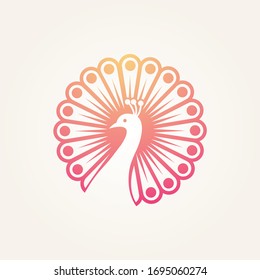 Modern Peacock Logo in circle shape, can be used as symbols, company logo, icons.