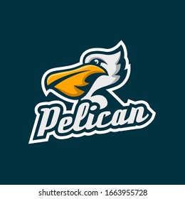 Modern Pelican Mascot logo.Vector illustration.