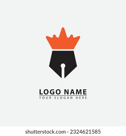 modern pen king logo icon. Abstract vector graphics simple elegant flat illustration style.