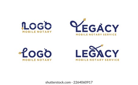 Modern pen logo vector. Icon for novel writer, content blogger, professional notary, document, tax financial, law and cooperation aggreement management consultation. Apply to web site mobile app brand