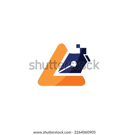 Modern pen logo vector. Icon for novel writer, content blogger, professional notary, document, tax financial, law and cooperation aggreement management consultation. Apply to web site mobile app brand