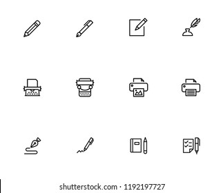Modern pencil and printer icon set