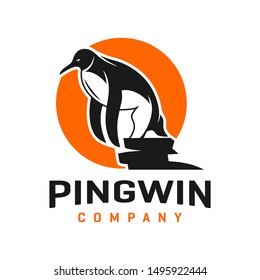 Modern penguin logo design in vibrant yellow and black