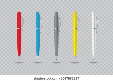 Modern pens in multiple colors, perfect for branding or office supplies.