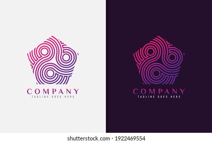 Modern Pentagon Logo With Abstract Lines Inside. Usable For Brand Business and Company. Vector Logo Illustration.