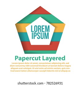 modern pentagon shape design template on papercut layered