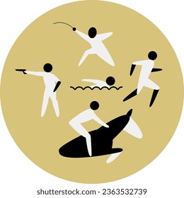 Modern pentathlon competition icon. Sport sign. 