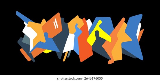 Modern people abstract silhouettes futuristic creative background , horizontal isolated vector illustration