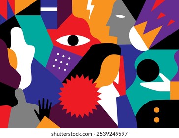 Modern people future social issues abstract vector illustration 