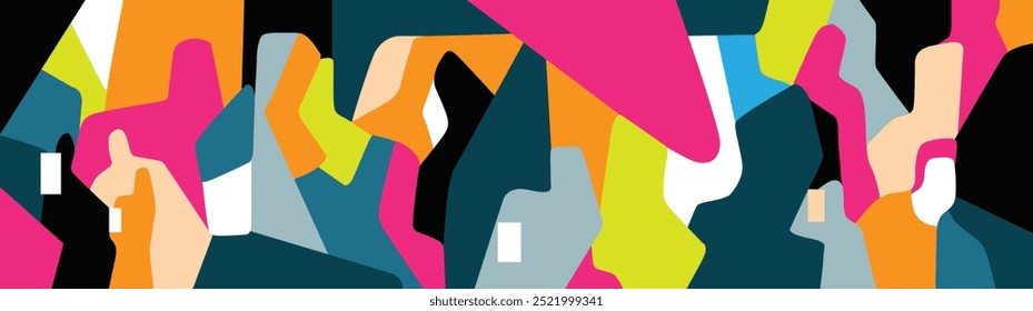 Modern people futuristic abstract silhouettes social issues multicolor vector background