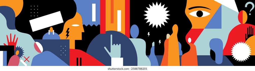 Modern people futuristic abstract vector background , multicolored artistic illustration