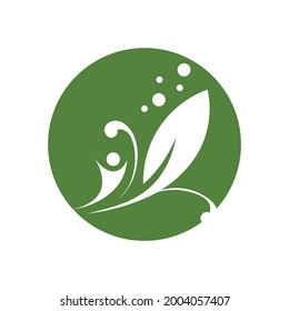 modern people and leaf logo vector illustration design template
