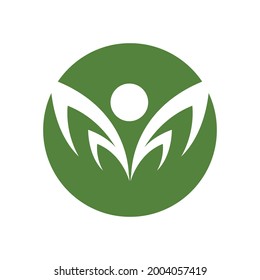 modern people and leaf logo vector illustration design template