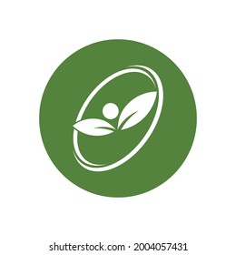 modern people and leaf logo vector illustration design template