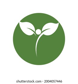 modern people and leaf logo vector illustration design template