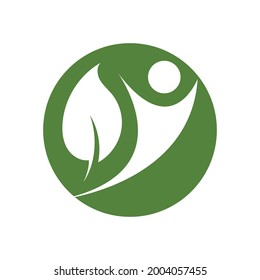 modern people and leaf logo vector illustration design template