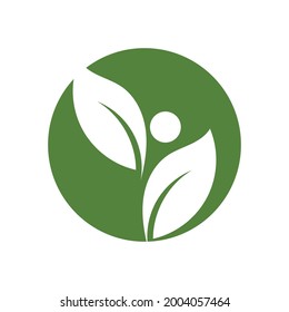 modern people and leaf logo vector illustration design template