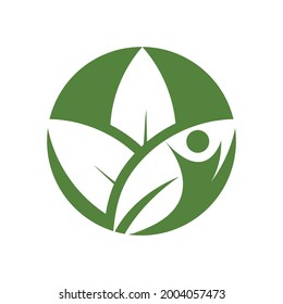 modern people and leaf logo vector illustration design template