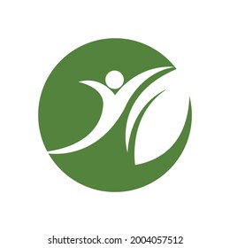 modern people and leaf logo vector illustration design template