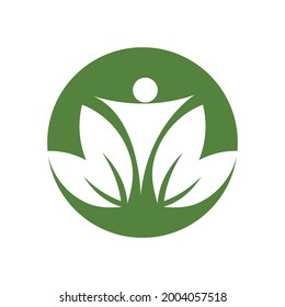 plantilla de diseño de ilustraciones vectoriales con logotipo de personas modernas y hojas