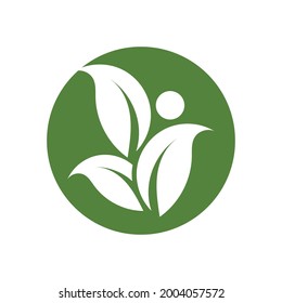 modern people and leaf logo vector illustration design template