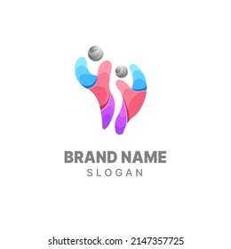 Modern people logo together. community, reunion, business, foundation, human care, community group, social relations icon, charity, friendship, teamwork, connectivity, family, unity logo