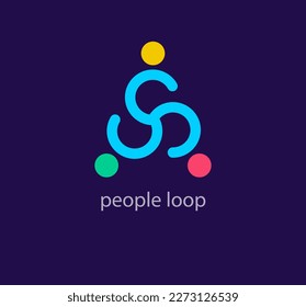 Modern People loop logo. Unique color transitions. Cyclic line and connection logo template. vector