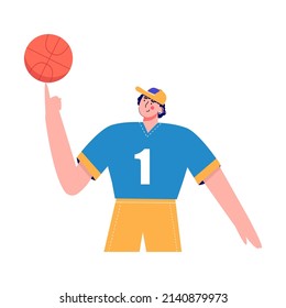 Modern people playing basketball. character enjoying their hobbies, work, leisure. Vector illustration in flat cartoon style.