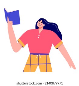 Modern people reading book. character enjoying their hobbies, work, leisure. Vector illustration in flat cartoon style for book club