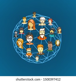 Modern people web communication abstract scheme