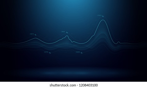 Modern percentage graph on a blue background. It can be used for presentations as an indicator of the reduction or growth of something. You can also use as a background for the desktop.