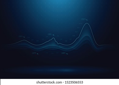 Modern percentage graph on a blue background. It can be used for presentations as an indicator of the reduction or growth of something. You can also use as a background for the desktop.