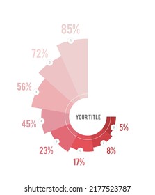 Modern percentage infographic design. Red color design with shaded objects. Vector illustration. Business, flyer, brochure, background, banner EPS 10