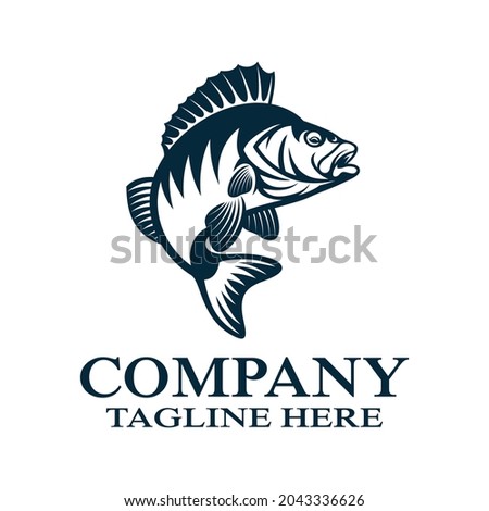 Modern perch and fishing logo. Vector illustration