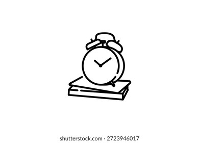 Ícone de design perfeito moderno da combinação de tempo de estudo relógio e livro formas modelo isolado no fundo branco